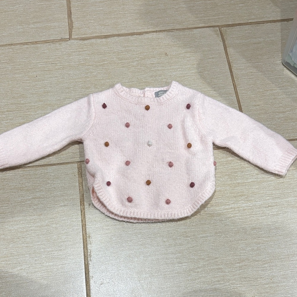 Pink Polka Dot Baby Sweater